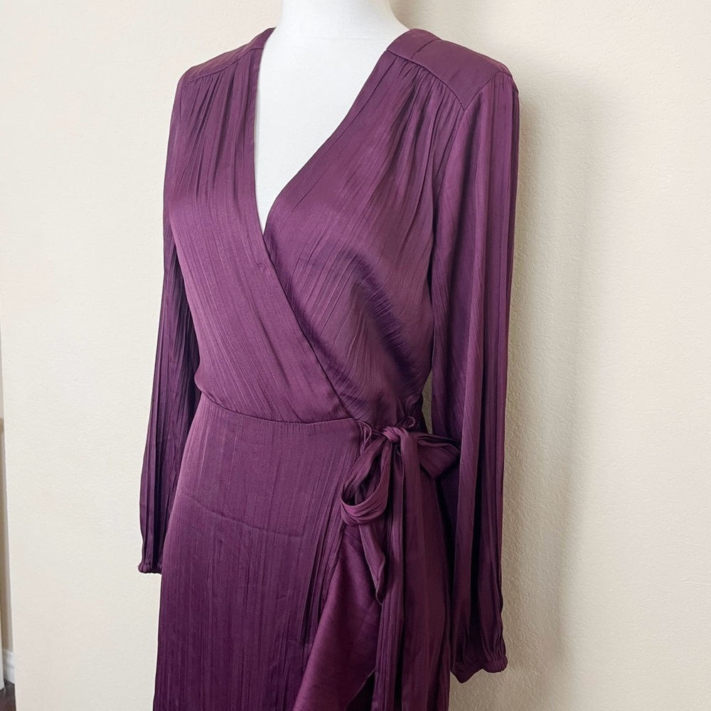 Anthropologie Maeve V-Neck Wrap‎ Raspberry Ruffle Maxi Dress - Picture 7 of 13